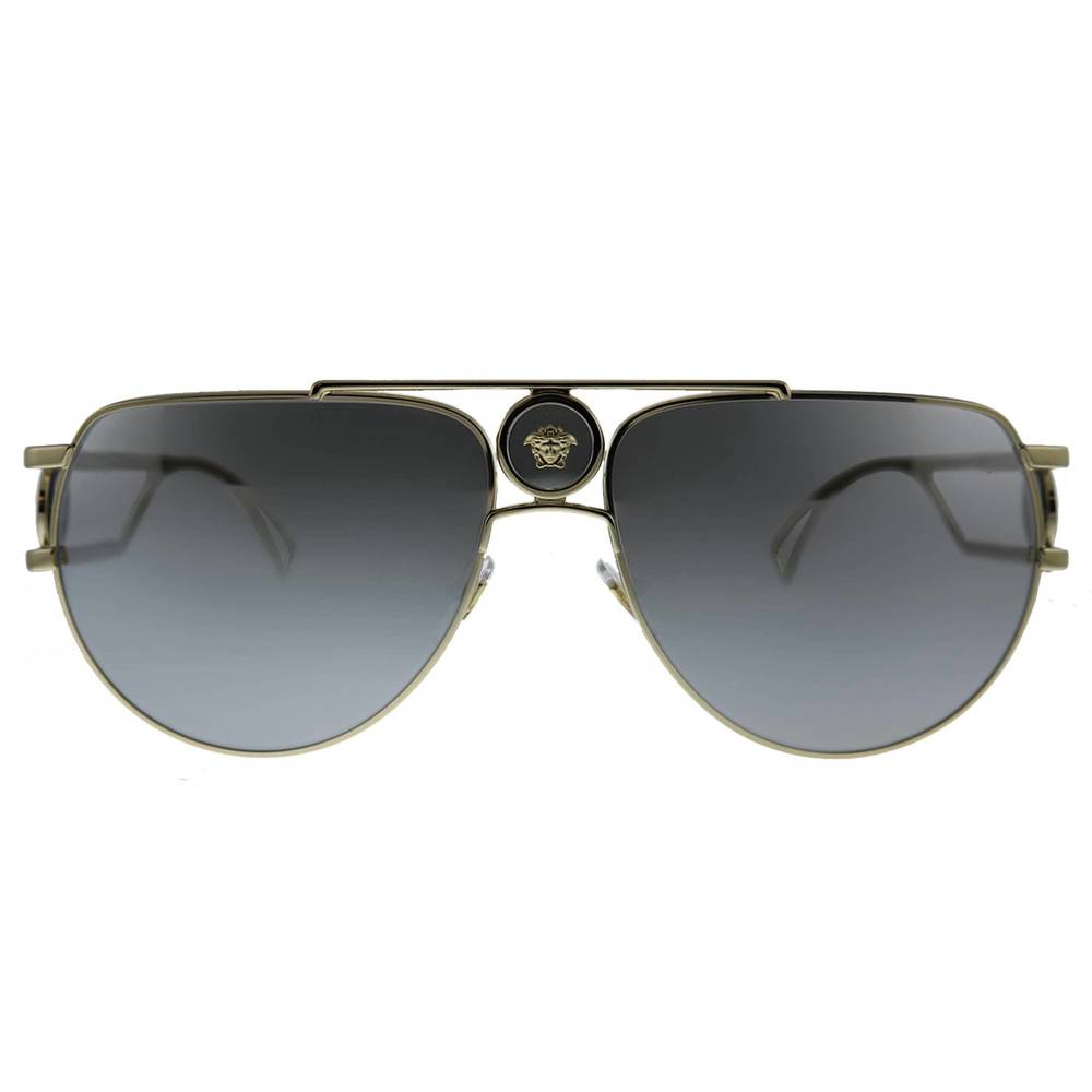 NEW VERSACE aviator metal sunglasses with silver mirror lens in pale gold - Picture 1 of 3